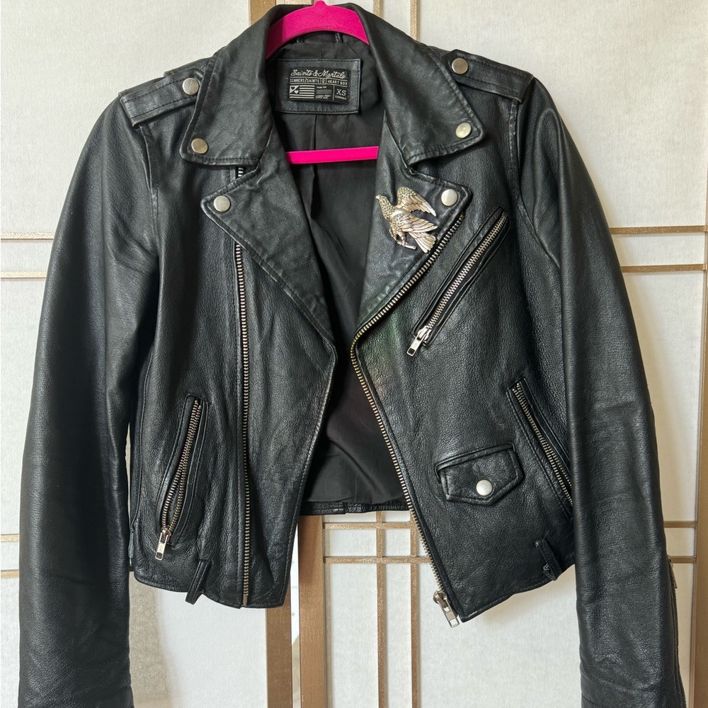 XS Leather Moto Jacket